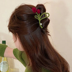 Vintage Flocking Tulip Hairpin