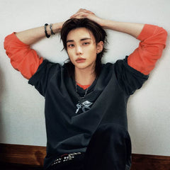 Hyunjin Same Style Cotton Crew Neck T-Shirt