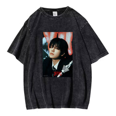 Retro Style ATE Graphic Print Washed T-shirt