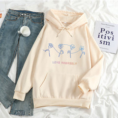 Trendy Kpop Love Yourself Printed Loose Casual Hoodie