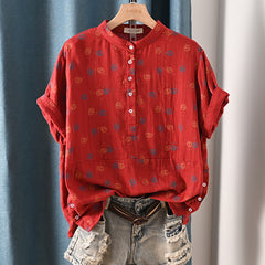 Casual Stand-up Collar Short-sleeved Shirt