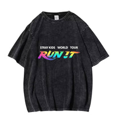 SKZ RUN IT Poster Cotton Washed T-shirt