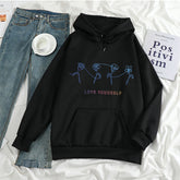 Trendy Kpop Love Yourself Printed Loose Casual Hoodie