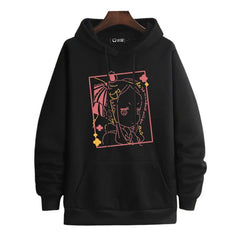 Casual Anime Graphic Print Pullover Hoodie