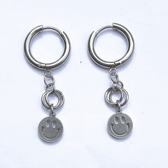 Circle Buckle Smiley Face Earrings