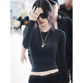 NingNing Same Style Long-sleeved Slim Top