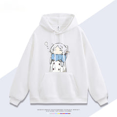 Casual Anime Letter Pullover Hoodie