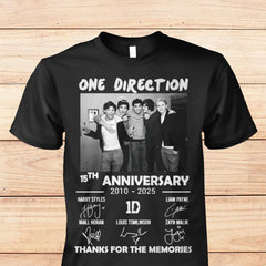 Unisex Black 1D 15th Anniversary Shirt