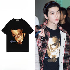 KEONHO Same Portrait Printed Short-sleeved T-shirt