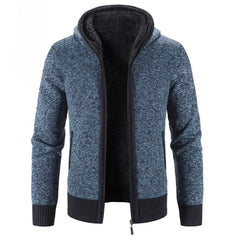 Casual Men's Slim Velvet Padded Hooded Coat