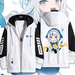 Casual Gawr Gura Shark Zipper Cos Hoodie