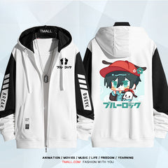 Unisex Anime Pattern Zip Up Casual Hoodie