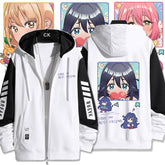 Women's Anime Print Zipper Loose Hoodie