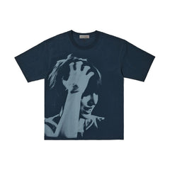 KEONHO MARTIN JAMES Portrait Print Short-sleeved T-shirt