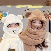 Thickened Warm Bear Scarf Hat and Gloves Set