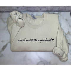 TVD Letter Embroidered Crewneck Sweatshirt