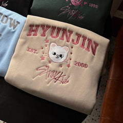 SKZ Inspired Embroidered Crew Neck Sweatshirt