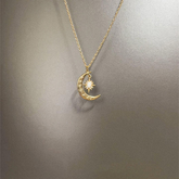 Delicate Minimalist Moon and Star Necklace