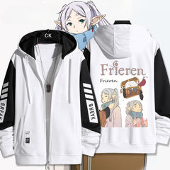 Unisex Anime Printed Zip Up Loose Hoodie