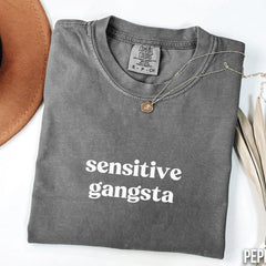 Sensitive Gangsta Quote Washed T-Shirt