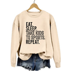 EAT SLEEP TAKE KIDS Printed Crew Neck Sweatshirt