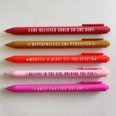 5 Colorful Girl Power Ballpoint Pen Set