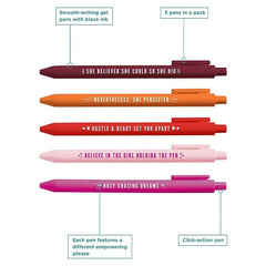 5 Colorful Girl Power Ballpoint Pen Set