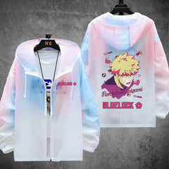 Unisex Anime Print Zipper Sunscreen Thin Jacket