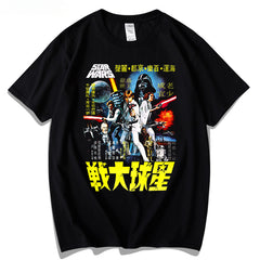 Retro Comic Pattern Printed Cotton T-shirt