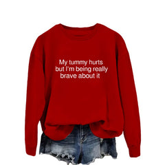 Women's My Tummy Hurts Casual Round Neck Sweatshirt