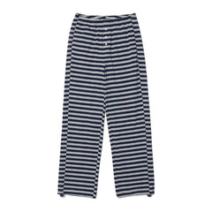 Korean Style Half-button Drawstring Striped Pants