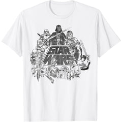 Classic Characters Cast Line Art Vintage T-Shirt