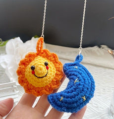 Handmade Crochet Sun & Moon Car Pendant