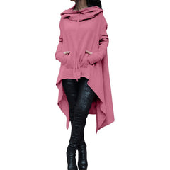 Chic Women's Solid Color Long Hooded Sweatshirt