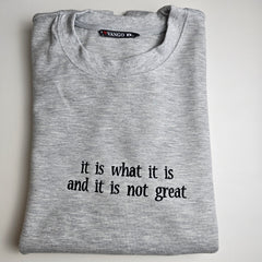 It Is What It Is and It Is Not Great Embroidered Sweatshirt
