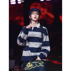 JUHOON College Style Striped sweatshirt Jeans