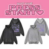Vintage PRESS START Casual Cotton Washed Hoodie