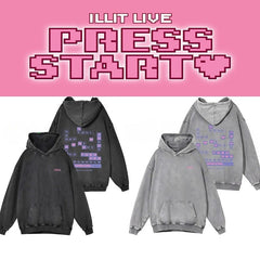 Vintage PRESS START Casual Cotton Washed Hoodie