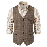 British Style Retro Men's Tweed Suit Vest