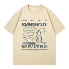 Creative Schrödinger's Cat Print Short-sleeved Cotton T-shirt