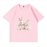 Pink Rabbit Cotton T-shirt By Angelic.spirit99