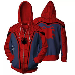 Unisex Digital Print Spider Cosplay Zipper Hoodie