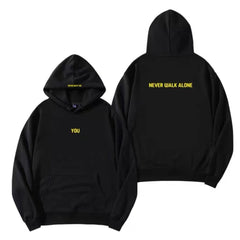 Kpop Never Walk Alone Letter Pullover Hoodie