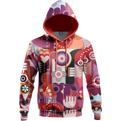 Splicing Pattern Digital Print Hoodie