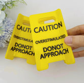 Caution Overstimulated Yellow Sign Hair Claw Clip