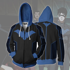 Cool Unisex Comic Nightwing 3D Zip Up Cosplay Hoodie