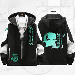 Unisex Game Venti Print Hooded Spring Jacket