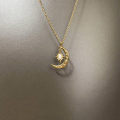 Delicate Minimalist Moon and Star Necklace