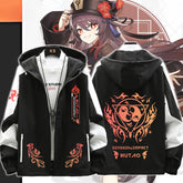 Unisex Game Hutao Print Zipper Hooded Jacket