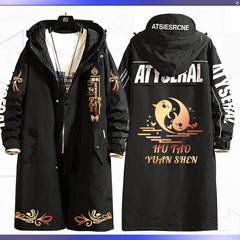 Unisex Hutao Casual Medium Long Windbreaker Jacket